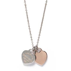 Tiffany & Co. Return to Tiffany Sterling Silver Rubedo Double Heart Tag Necklace